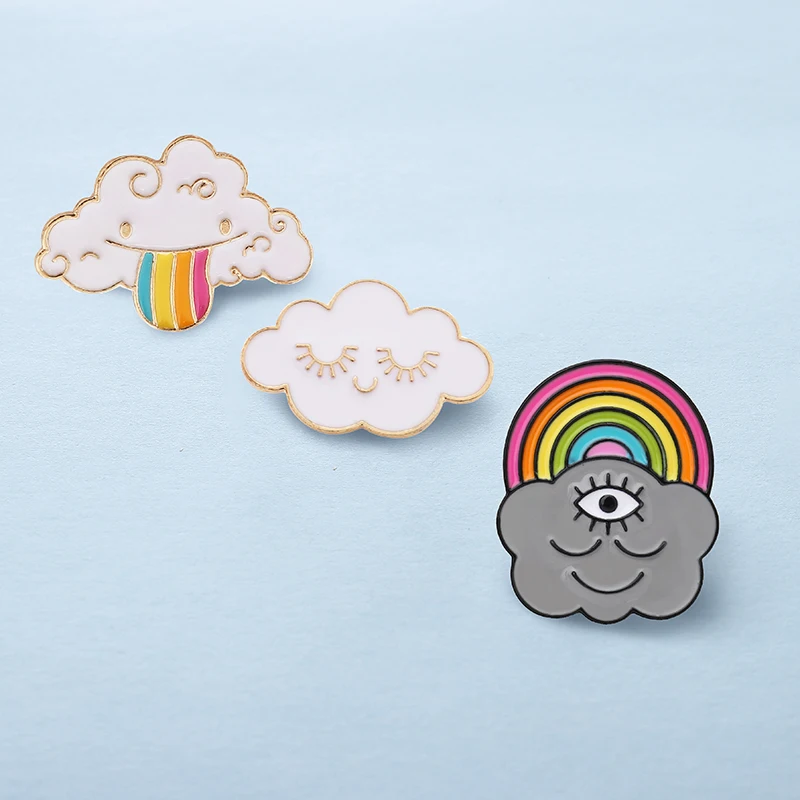 XEDZ милые эмалированные стильные штифты коллекция Радужный язык темные облака