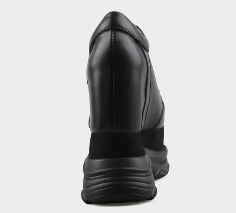 Cyabmoz/новые женские туфли из натуральной кожи, увеличивающие рост женские туфли-лодочки на скрытом высоком каблуке обувь для вечеринок Zapatos mujer Tenis feminino