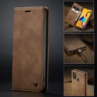 magnetic wallet leather flip case for samsung galaxy m30s m21 retro coque book matte cover