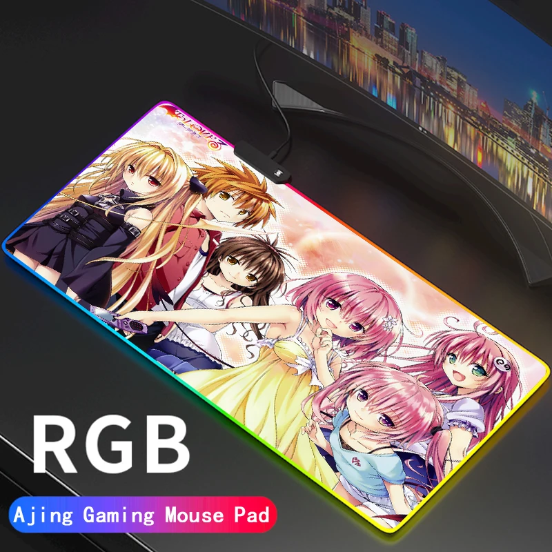 

Anime RGB Pink To love Mouse Pad Girly Cute Cartoon LED Laptop Keyboard Mousepad Waterproof Colorful Gaming Table Carpet