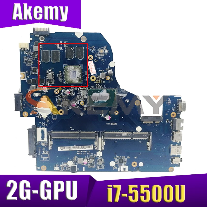 

Материнская плата для ноутбука Acer E5-571G V3-572G, материнская плата для ноутбука A5WAH, материнская плата с процессором i7-5500U, 2G-GPU 100%, полностью проте...