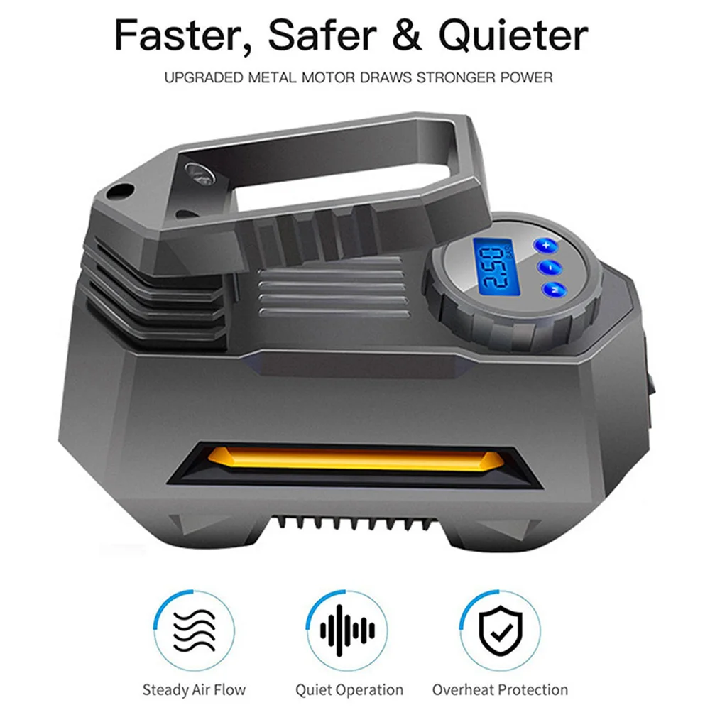 

Portable Air Compressor Tire Inflator Car Tire Pump With Digital Pressure Gauge for Travel Boat Mini Electric Auto Tool