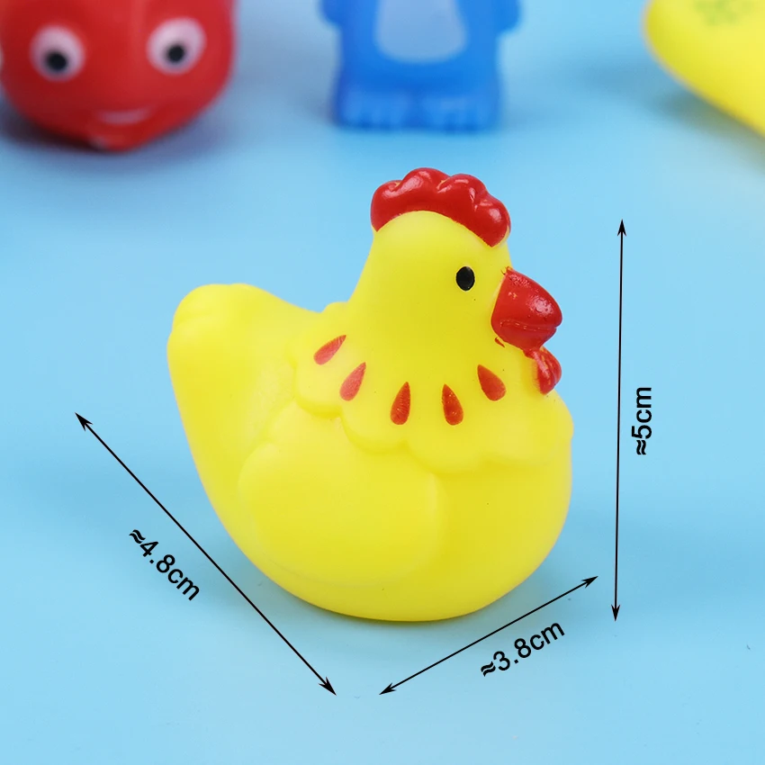 13PCS Cute Animals Swimming Water Toys Colorful Soft Rubber Float Squeeze Sound Squeaky Bathing Toy For Baby Bath Toys