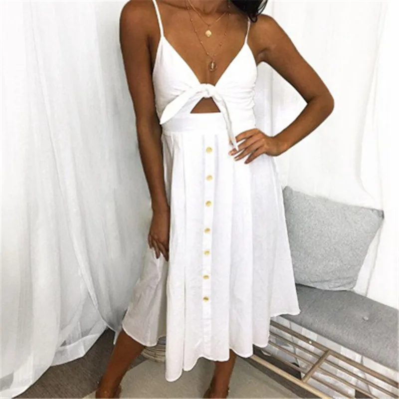 

JYSSCUDE 2021 Dresses Spring and Summer Fashion Condole Belt Dress Female Bowknot Backless Dresses for Women