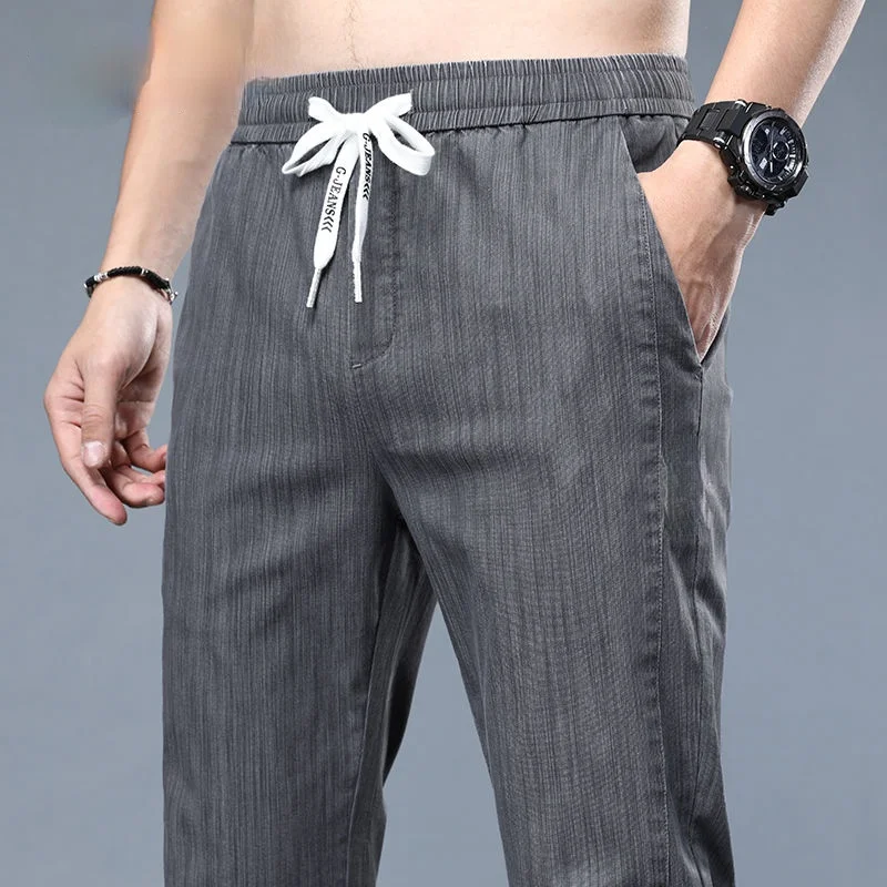 

Mens Casual Pants Summer Thin Sports Loose Straight Elastic Pants Elastic Trend Pants Men Sweatpants Jogging Pants Men Clothing