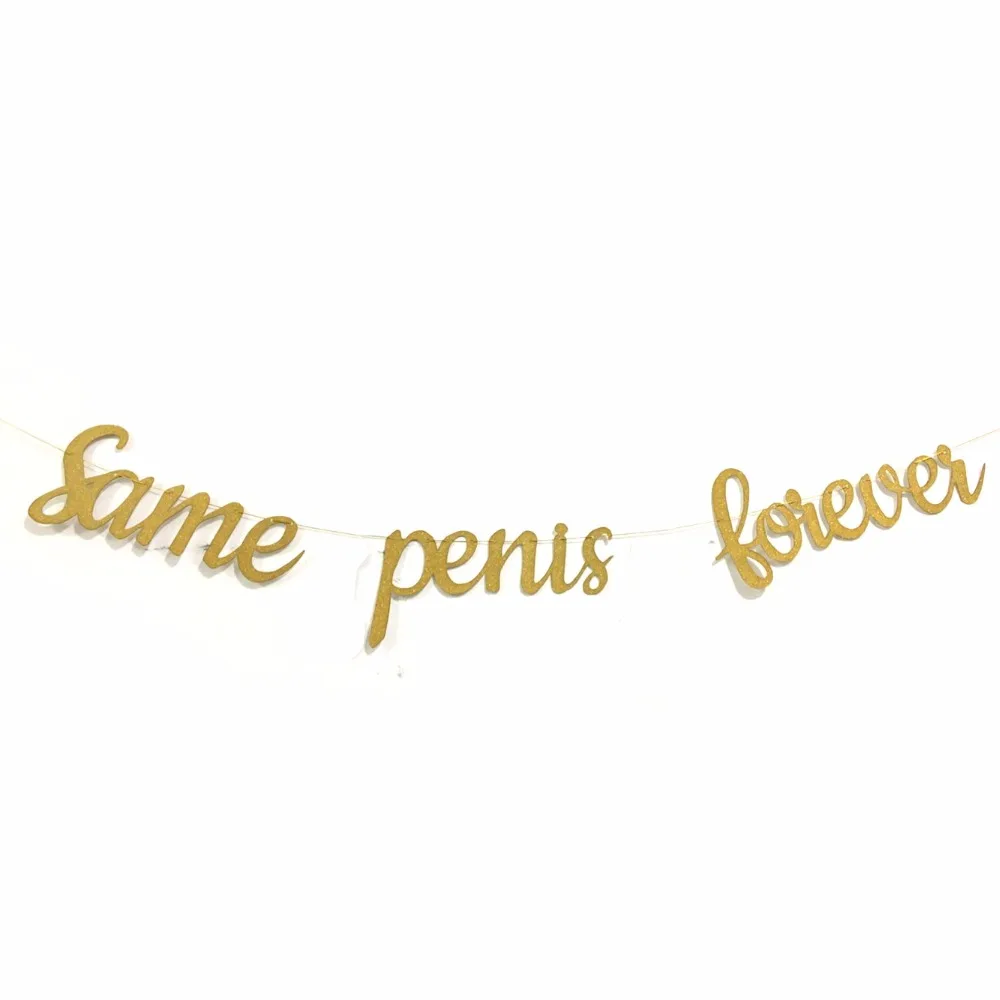 Золотой блестящий Забавный грязный тот же пенис Навсегда Баннер гирлянда для