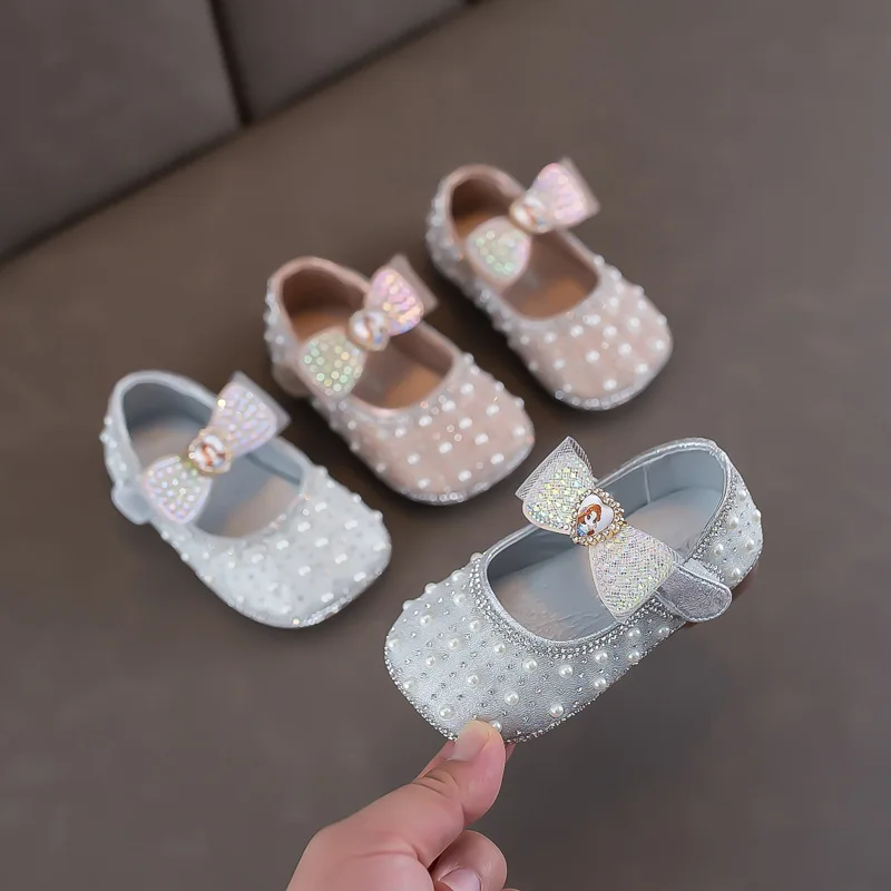 

Autumn Girls Leather Shoes Rhinestone Bow Princess Leather Shoes Baby Toddler Shoes Children Shoes