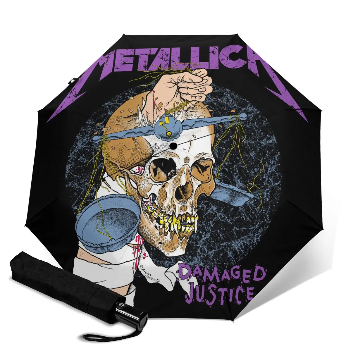 

Мужской автоматический 3-складной Зонт HUAZI, ностальгический классический открытый зонт с прочным ветром, 8 ребер, рок-группа