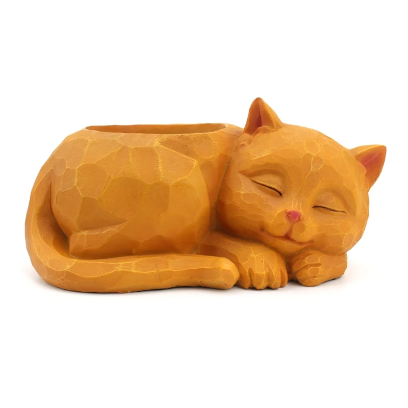 

3D Sleeping Cat Resin Flower Pot Succulents Bonsai Cactus Plants Container Desktop Home Garden Decoration