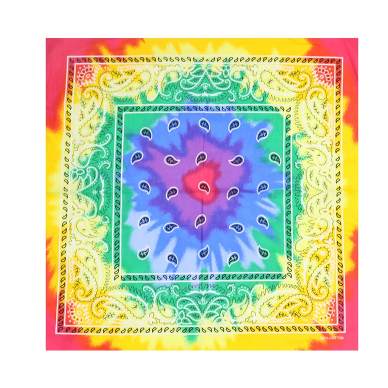 

Winfox Cotton Gold Red Bohemia Floral Print Hip-hop Square Paisley Bandana Head Scarf Scarves Wristband For Male Female Women