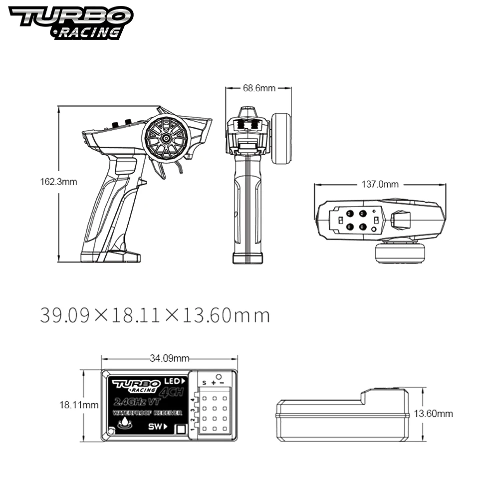 радиопередатчик turbo racing p32 91803g c 24g 4ch vt с жк