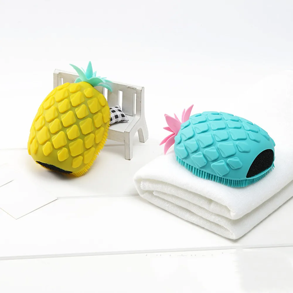 

Silicone Bath Brush Scrubbing Brush Shampoo Massage Brush Bath Ball Pineapple-shaped Bath Flower Bathroom Accessories