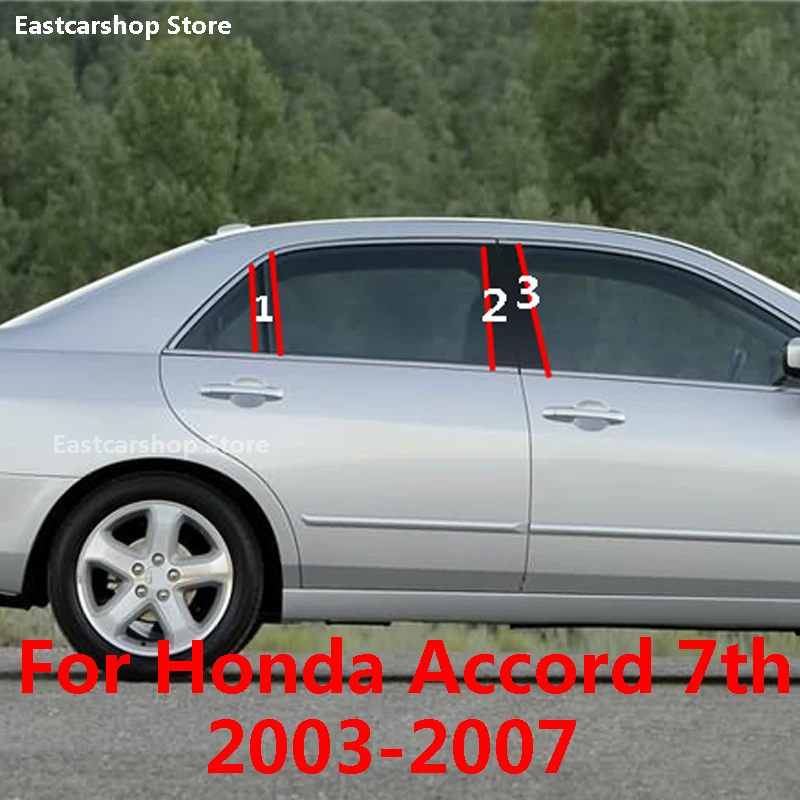

For Honda Accord 7th 2007 2006 2005 2004 2003 Car Middle Column PC Window Trims Decoration B C Pillar Strip Sticker Accessories