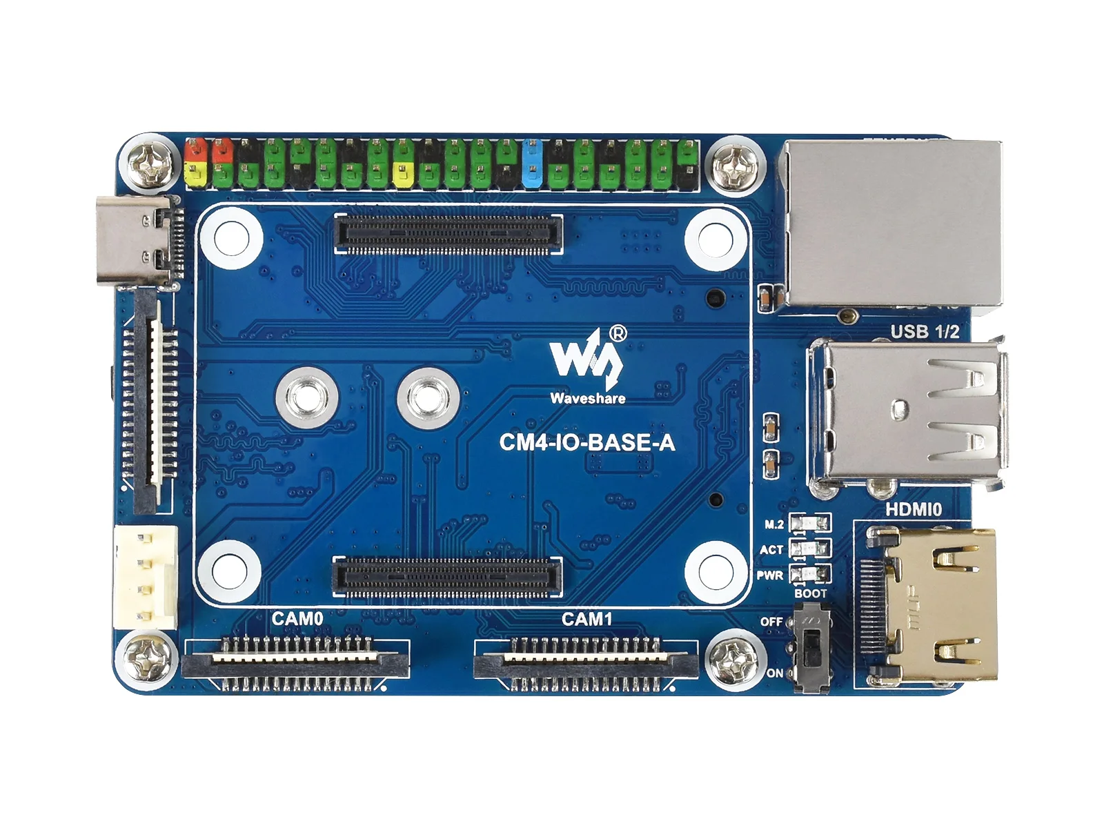 Базовая плата Waveshare Mini (A) для вычислительного модуля Raspberry Pi 4 встроенные разъемы в