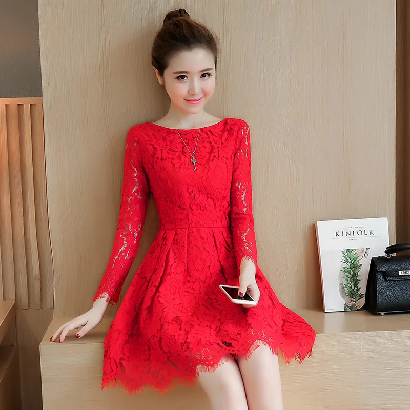 Женское элегантное кружевное платье-трапеция без рукавов с круглым вырезом и