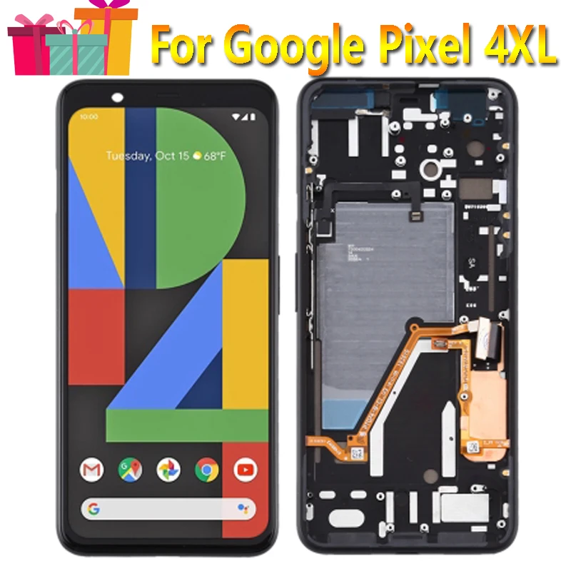 Pantalla Original de 6,3 "para Google Pixel 4 XL, 4XL, XL4, G020P, G020, GA01181, montaje de digitalizador con pantalla t&aacute;ctil LCD con marco-0