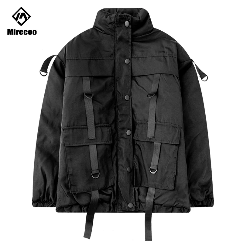 Многофункциональная Толстая мужская куртка с лентами парка Techwear зимняя в стиле