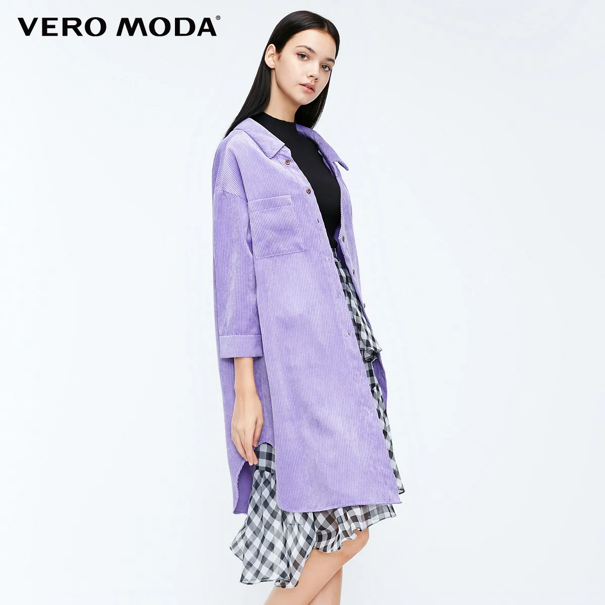 Vero Moda Новые поступления OL Стиль Круглый вырез из двух частей 3/4 рукава платье | 318431508
