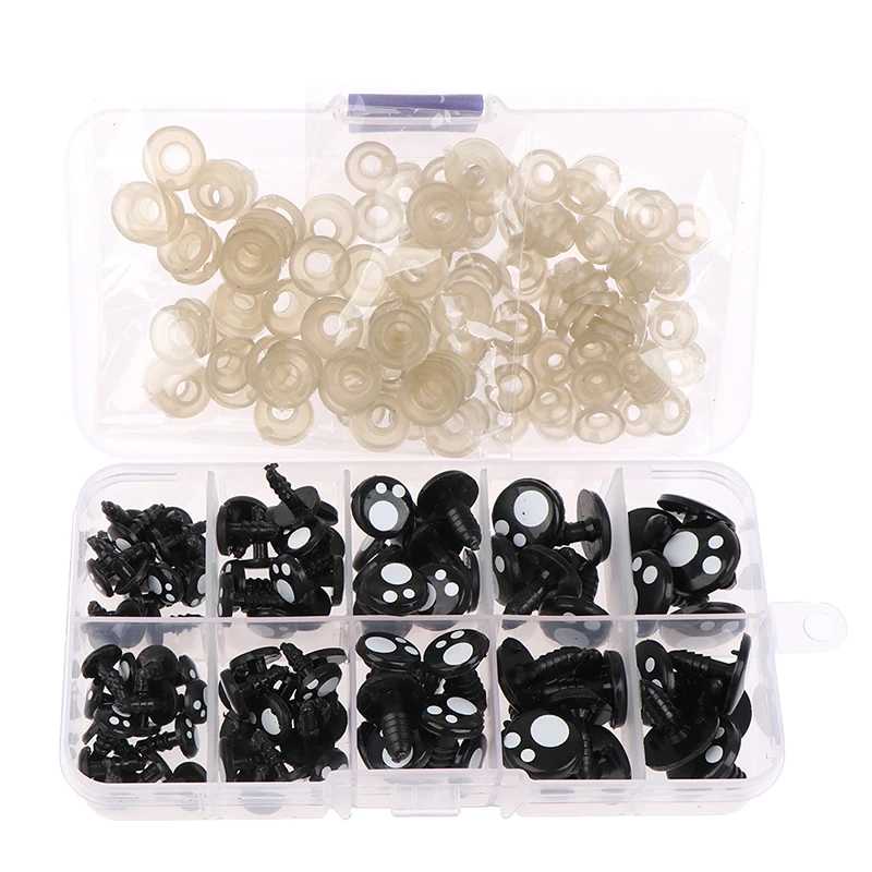 

100 шт./коркор. 10 сетчатые Мультяшные круглая кукла глаза с белыми точками пластиковые безопасные кукольные глаза шайбы прокладка кукла плюш...