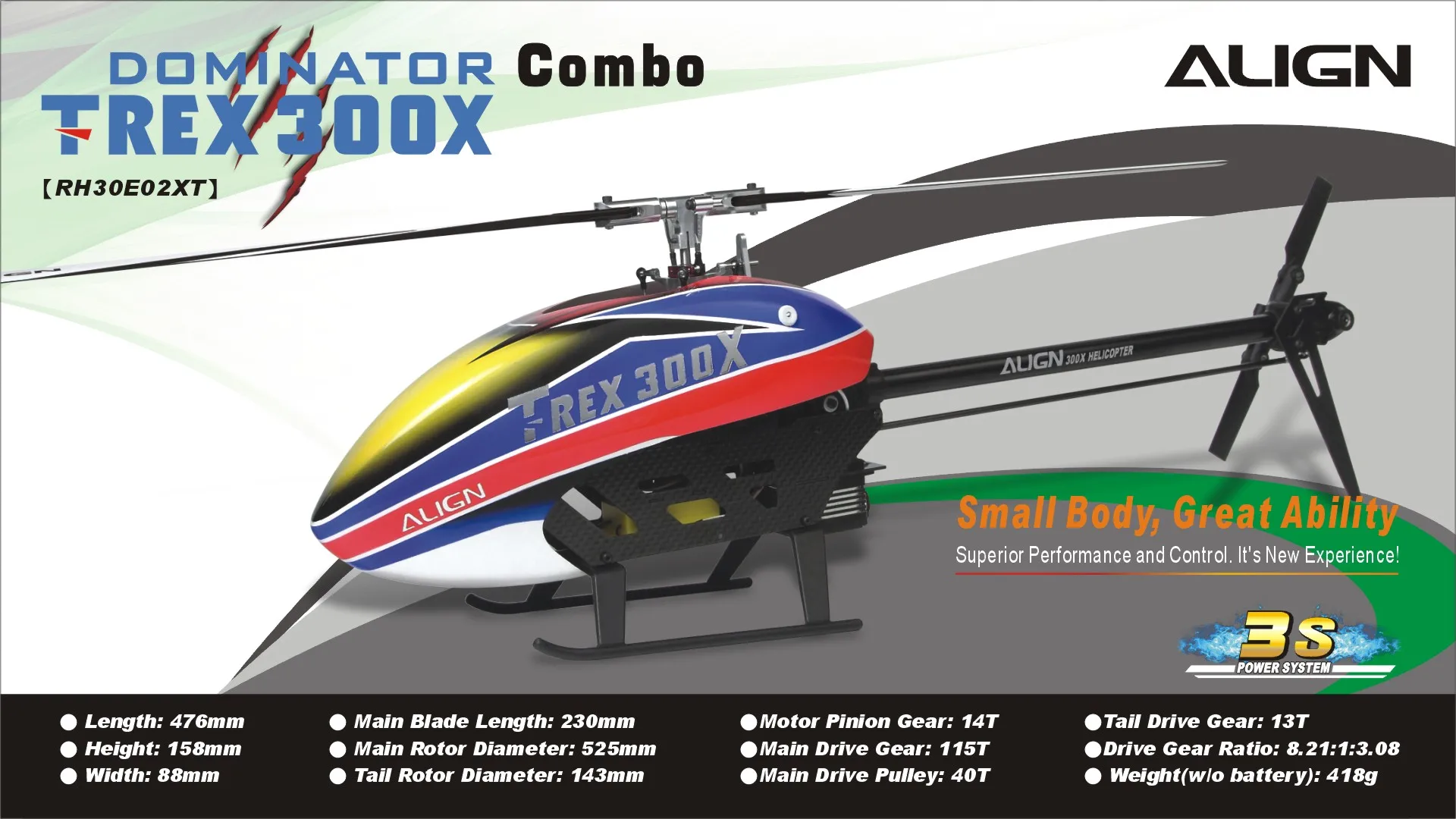 

3D RC Helicopter ALIGN T-REX 300X 2.4GHz 6CH 3D PNP RC Helicopter Spare parts