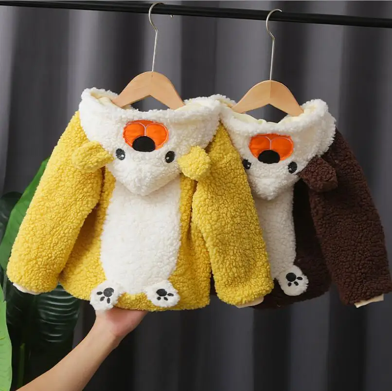 Верхняя одежда для мальчиков и девочек Пальто Куртка Зимняя теплая Вельветовая