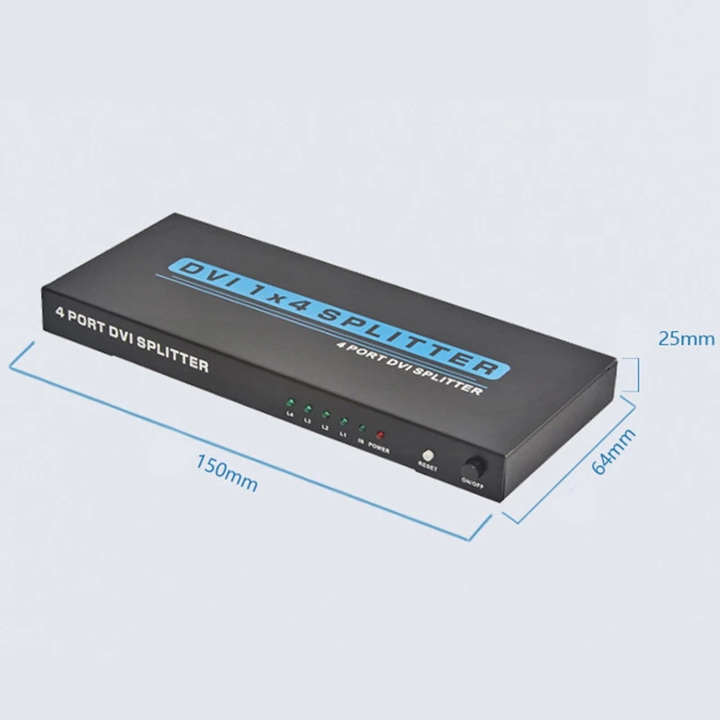 

DVI Splitter 1 in 4 Out DVI 1X4 Splitter 4 Ports DVI-D Dual Channel Supports 3D 4K Resolution EU Plug
