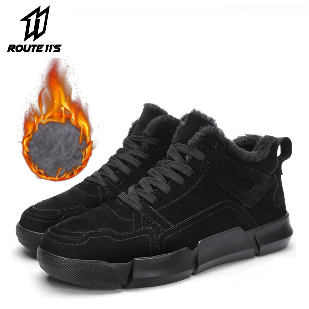 Мужские ботинки на флисовой подкладке теплые мотоциклетные плюшевая теплая