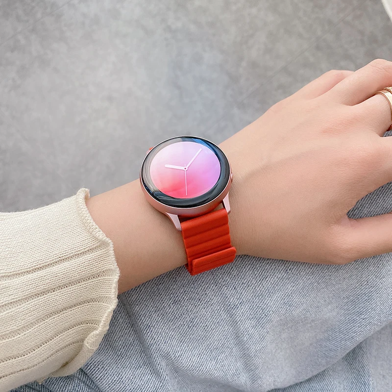 20mm 22mm silicone magnetic strap for samsung galaxy watch 4 46mm 42mm gear s3 active 2 40 44mm band for huawei amazfit bip loop free global shipping