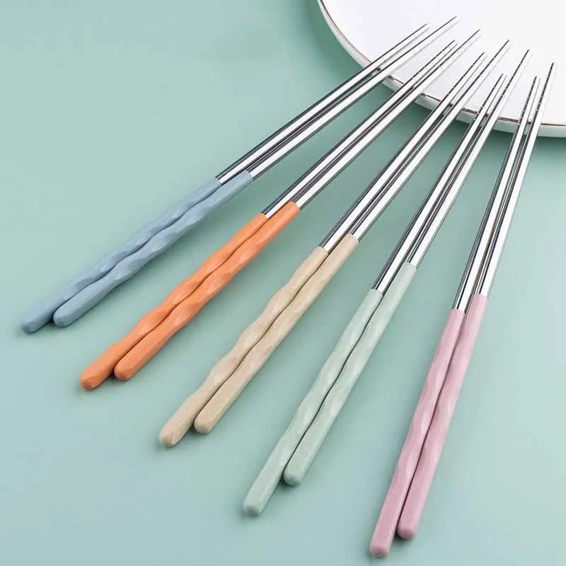 

5 Pairs of Stainless Steel Chopsticks, Metal Rods, Non-slip, Easy To Use, Sushi Sticks, Noodles, Rice Ball Tableware