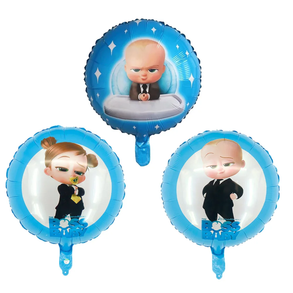 

50pcs 18inch Boss Baby Balloon Cartoon Round Popular Aluminum Balloons Kids 1st Birthday Party Supplies Decoration Kids Toys