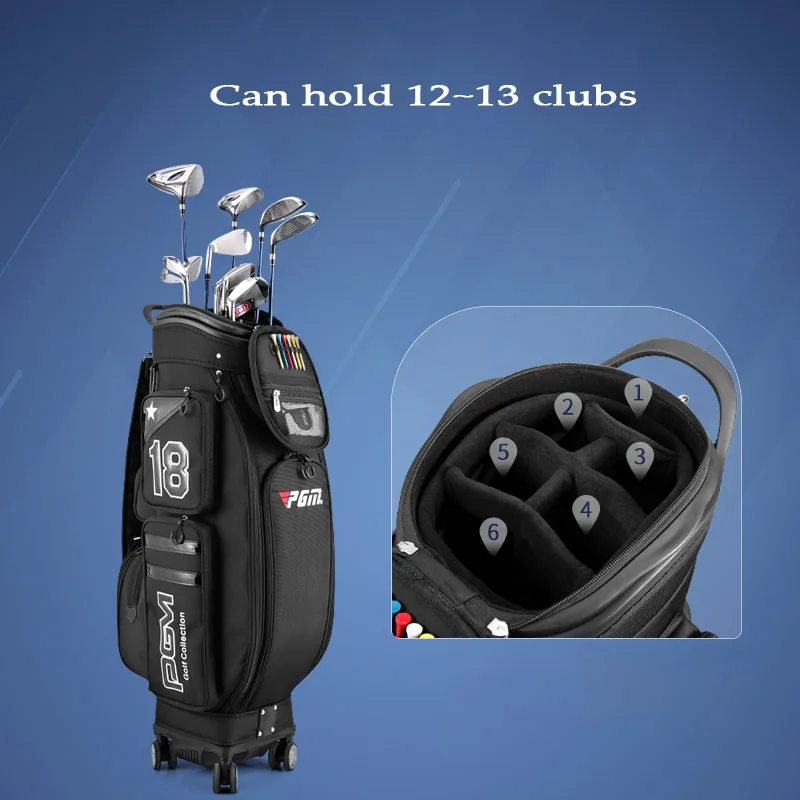 Send Bag! PGM Golf Retractable Standard Package Man Aviation Club Bag Four-Wheel Flat Push Bag Male Waterproof High Capacity