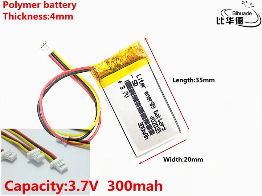 Хорошее качество JST PH 1 0 мм 3 pin 7 V 300mAH 402035 полимерный литий-ионный/литий-ионный