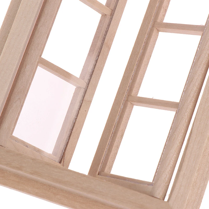 

1:12 Diy Double Window Accessories for Doll house Miniature Double Window Wooden 6 Pane Frame and Glass Plate Doll House