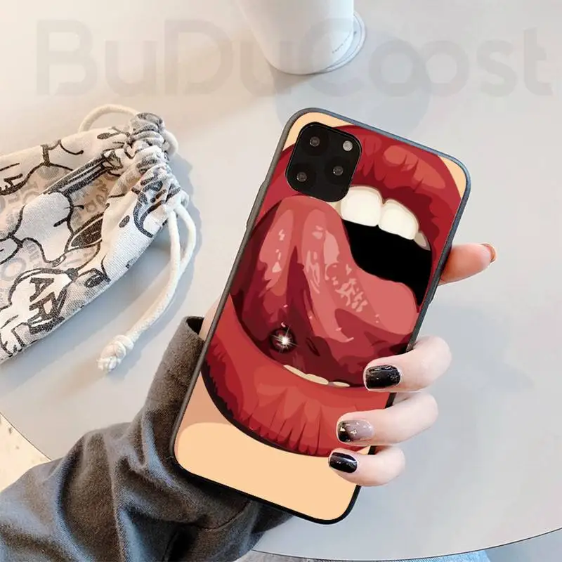 sexy lips black phone case hull for iphone 11 pro 11 pro max x xr xs max 7 8 plus 6s plus 5s 2020 se cover free global shipping
