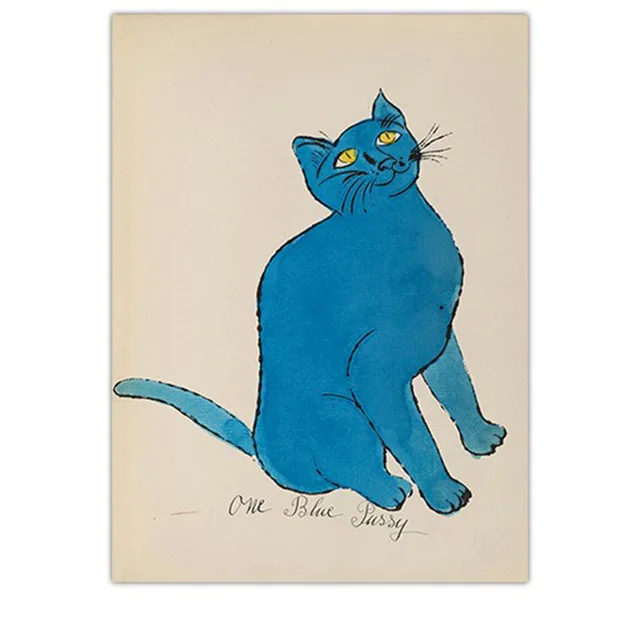 

Nordic HD Wall Artwork Andy Warhol Cat Prints Canvas Painting Posters Modular Pictures For Living Room Home Decoration No Framed