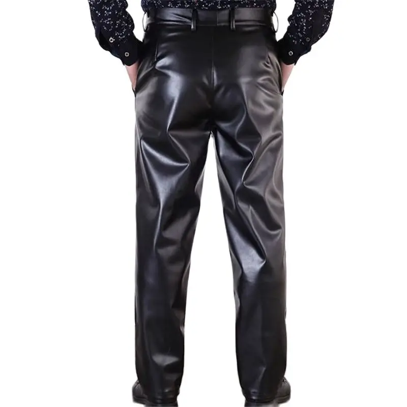 Зимние теплые кожаные брюки искусственная кожа Прямые Cuero Pantalones мужские осенние