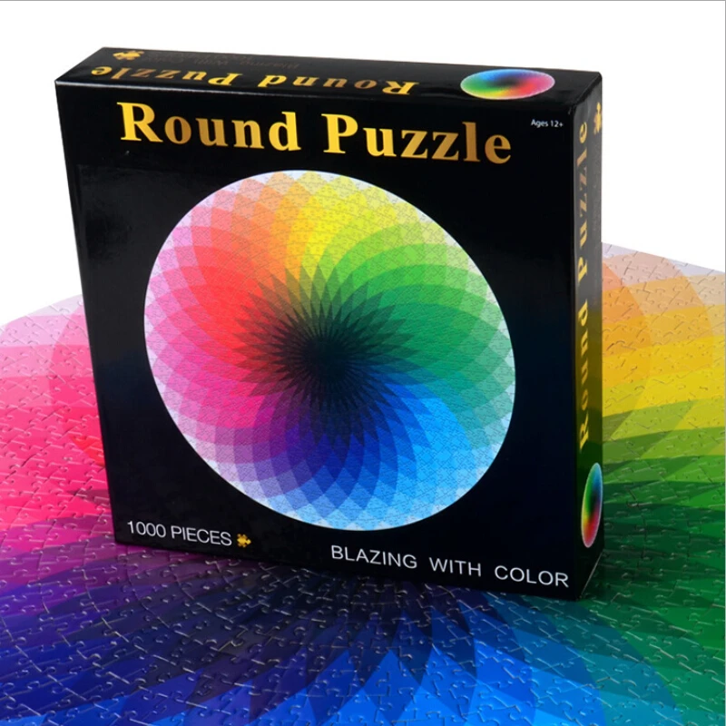 

1000 pcs/set Colorful Rainbow Round Geometrical Photo Puzzle Adult Kids DIY Educational Reduce Stress Toy Jigsaw Puzzle Paper