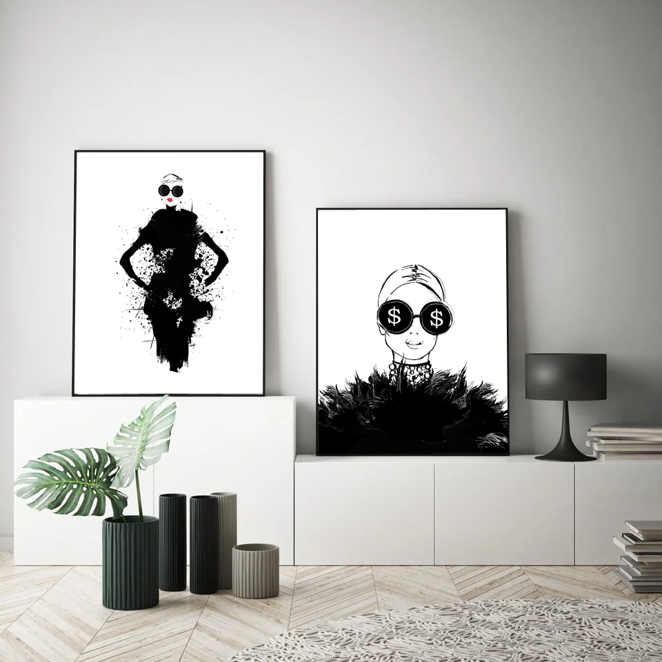 Плакат женский модульный с изображением доллара настенная Картина на холсте HD