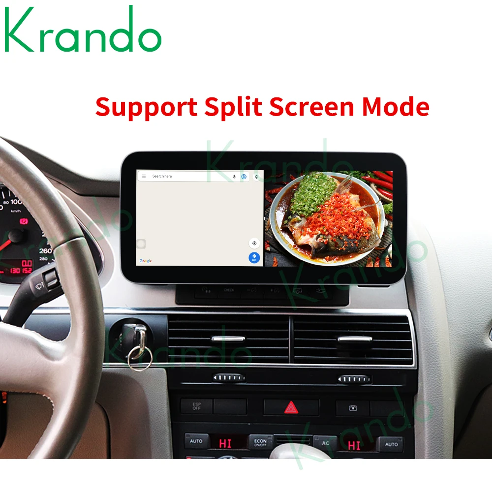 저렴한 Krando 안드로이드 11.0 10.25 6G 128G 롬 자동차 라디오 아우디 A6 A6L 2005-2011 IPS 스크린 GPS 멀티미디어 플레이어 무선 카플레이, Android 카플레이