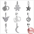 Лидер продаж 100% оригинальные подвески-шармы pandora в виде полумесяца, сердца, крыльев Ангела, снежинок, морских звезд, подходят для оригинальных браслетов