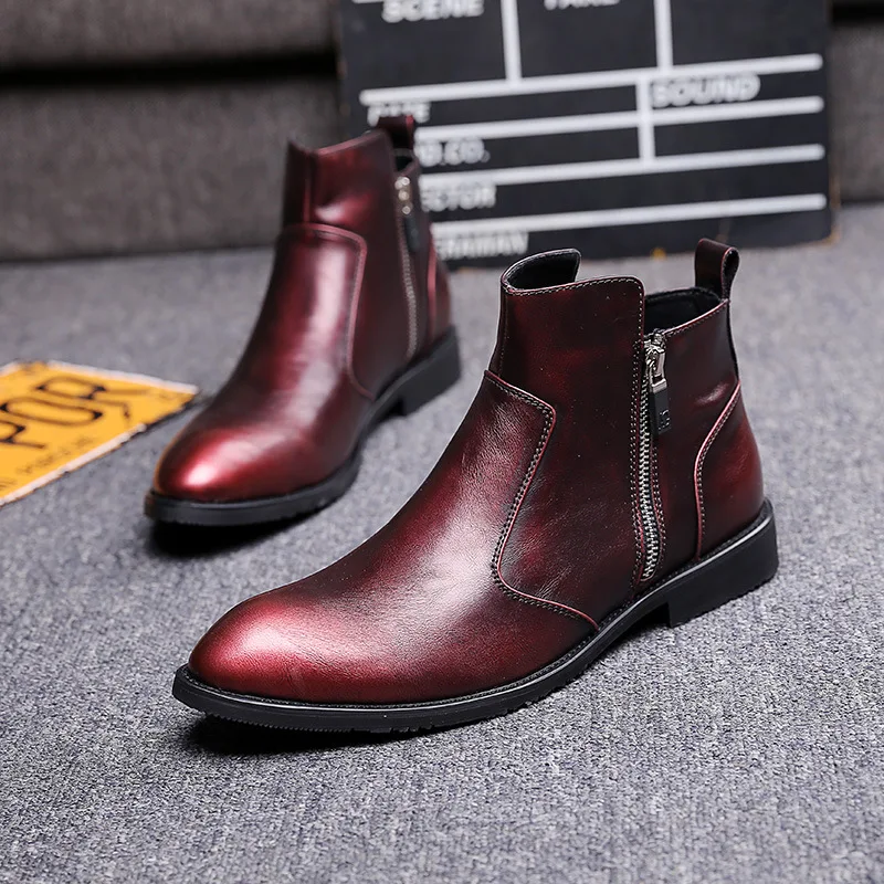 Мужские модные вечерние платья для ночного клуба обувь из коровьей кожи ботинки