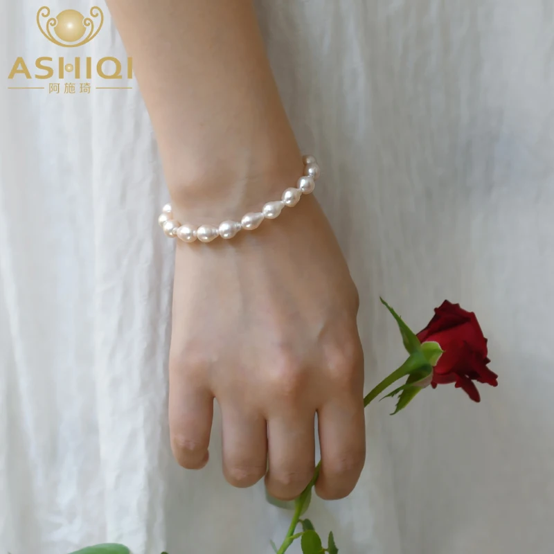 Женский браслет из натурального пресноводного жемчуга ASHIQI 7 8 мм с застежкой