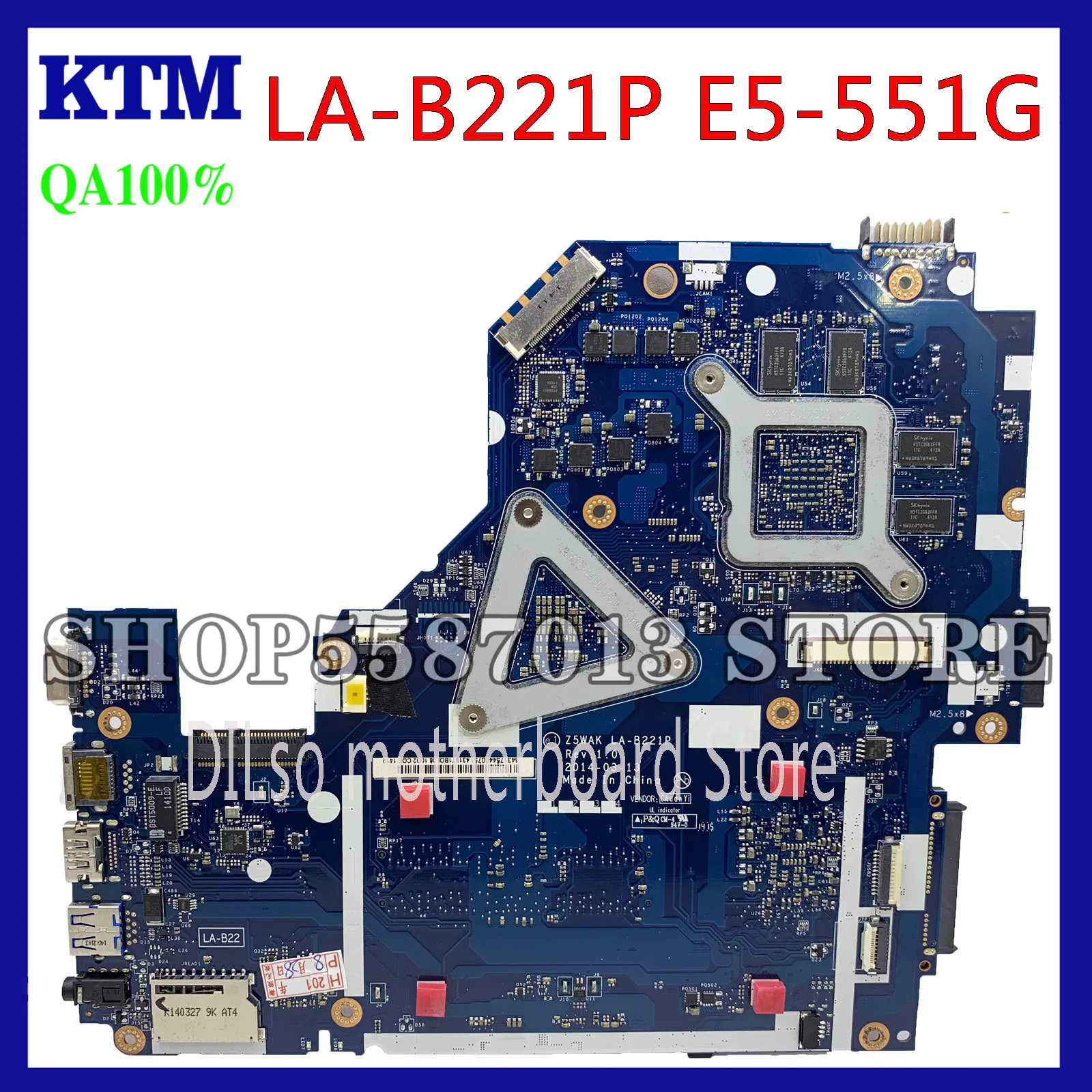 

KEFU Z5WAK LA-B221P Motherboard For acer aspire E5-551G e5-551 Laptop Motherboard A10-7300 CPU R7 M265 GPU NB.MLE11.003 original