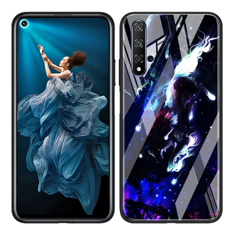 tempered glass hot new shell luxury cover animal totem wolf lion for honor 30 20 10 9x 8x pro plus lite phone case free global shipping