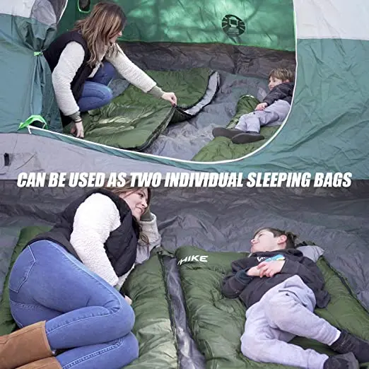 melhor Saco De Dormir Duplo Com Travesseiros Para Acampar, Caminhadas, Viajar, Mochila, Tamanho Queen Xl Leve 2 Pessoa Sono