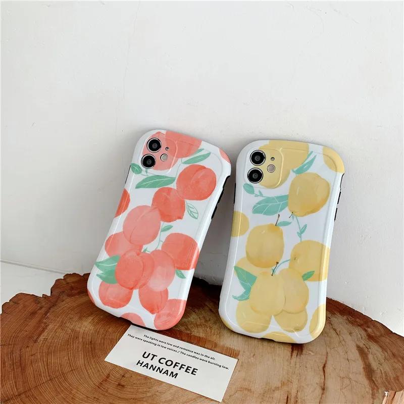 

Cute Fruit Pear Peach phone case for iPhone 12 12Mini 11 Pro XS Max SE X XR 7 8 Plus cases soft silicone back cover