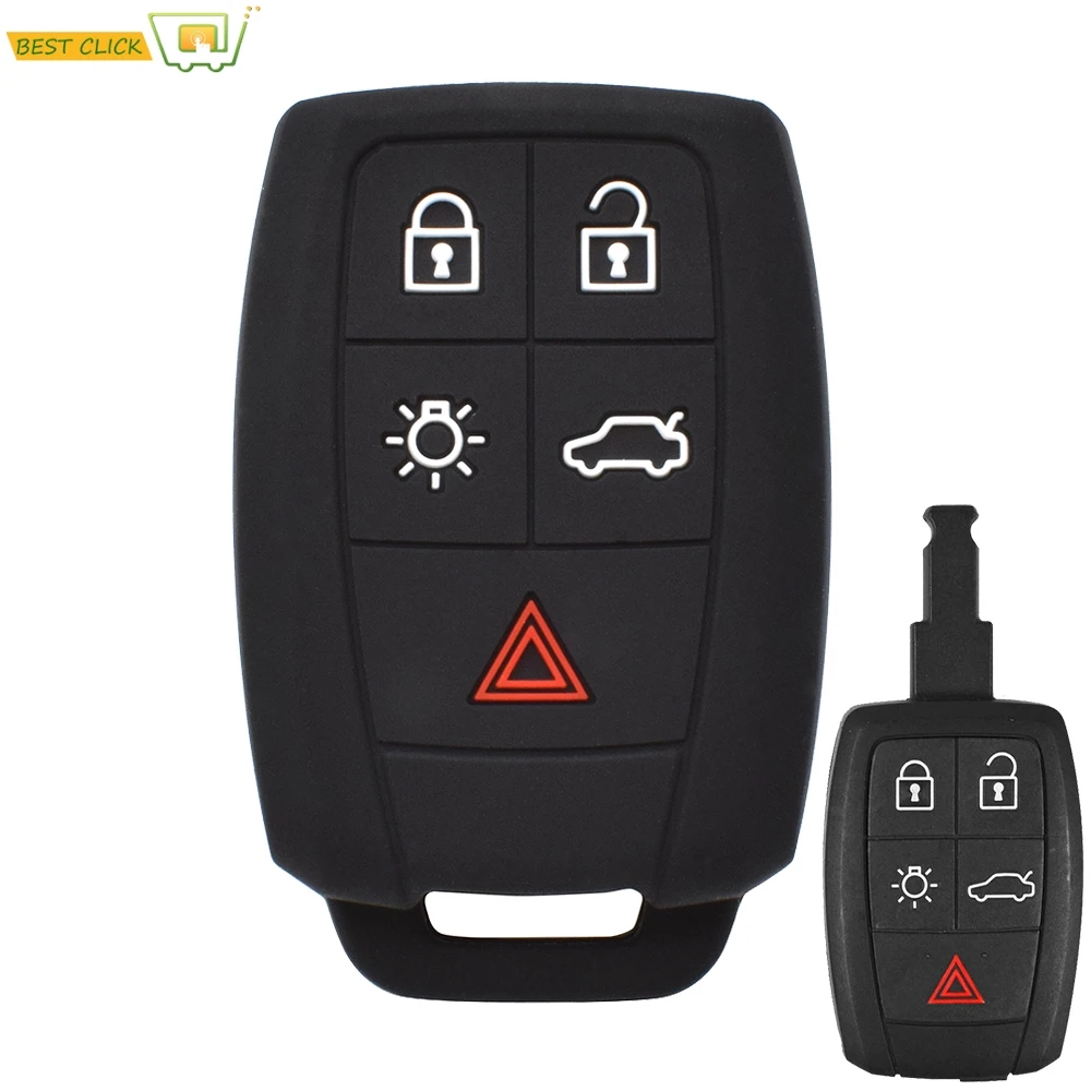 5 Buttons Silicone Key Case Fob For Volvo XC90 C70 S60 D5 V50 S40 C30 Keyless Remote Key Cover Shell Skin Holder