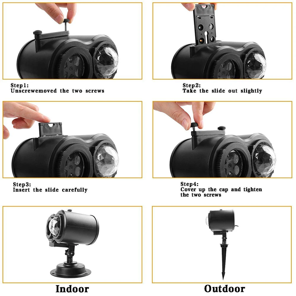 12 узоров Рождественское украшение светодиодный лазерный проектор светильник