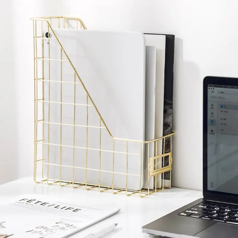 Скандинавская кованая железная сетчатая подставка для файлов одноуровневая