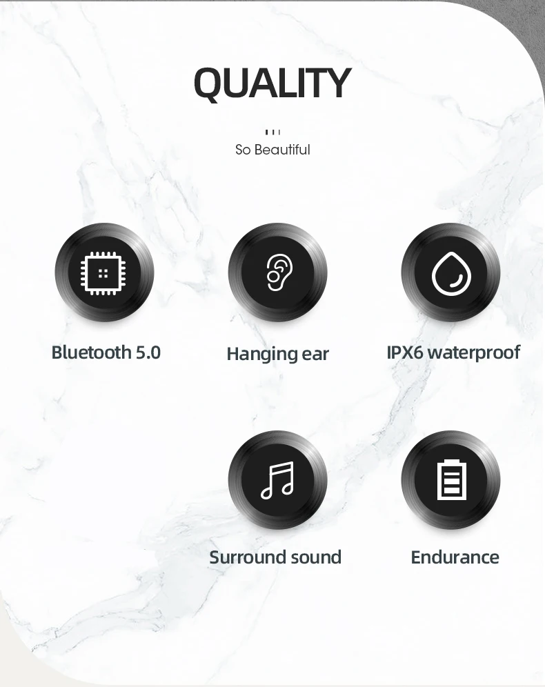 

Tws Headphones Bluetooth 5.0 Earphones Wireless Headsets IPX6 Sport Earbud In-ear Touch Control Bass Headphone